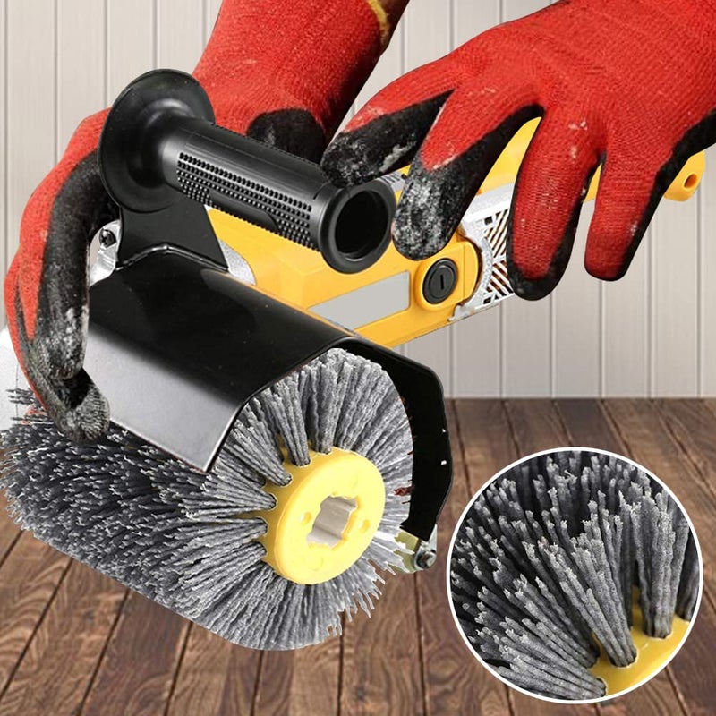 Shineboc Abrasive Nylon Wire Drawing Wheel Drum Brushes, 180 Grit 120x100mm Wheel Drum Burnishing Tool Polishing Brush Wooden Wheels for Wood Furniture Working Surface Conditioning Tool - Image 5